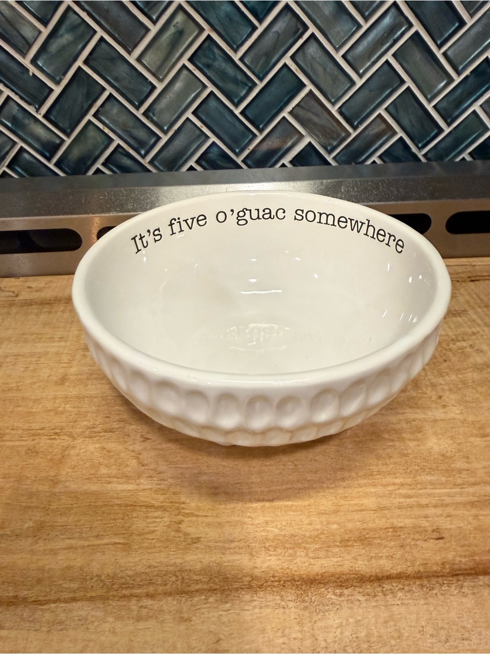 Mud Pie White Ceramic Bowl with Black Script
